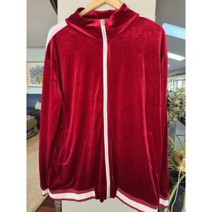 Track Suit Velour XL red white stripe(pink some minor bleeding) Hoodie Y2K